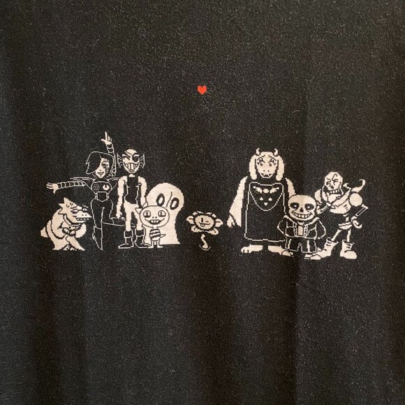 REDBUBBLE Undertale Video Game Short Sleeve T Shirt Black with Characters Size M - Picture 2 of 7